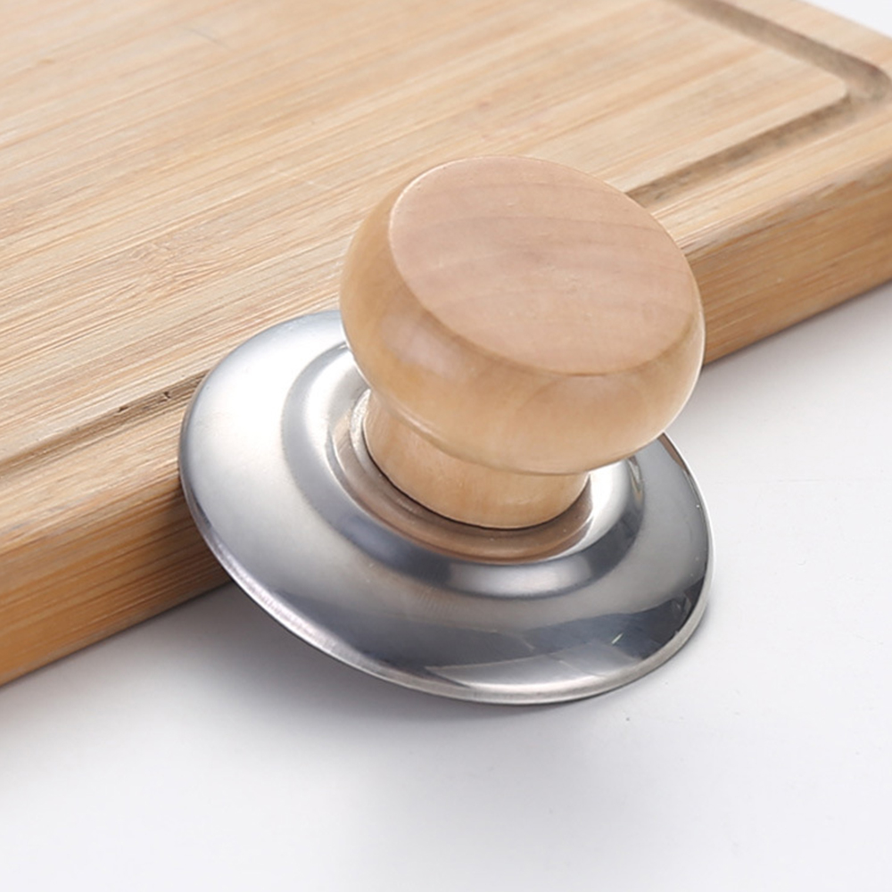 Home Cooking Cookbook - Pegangan Tutup Panci Stainless Steel Kayu
